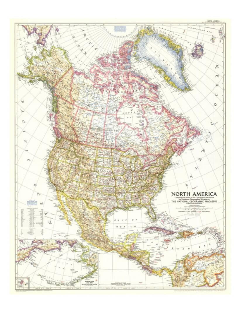 1952 North The usa Map Print Wall Artwork Through Nationwide Geographic Maps image relating to North America Map Printable named 1952 North The united states Map Print Wall Artwork By means of Nationwide Geographic Maps